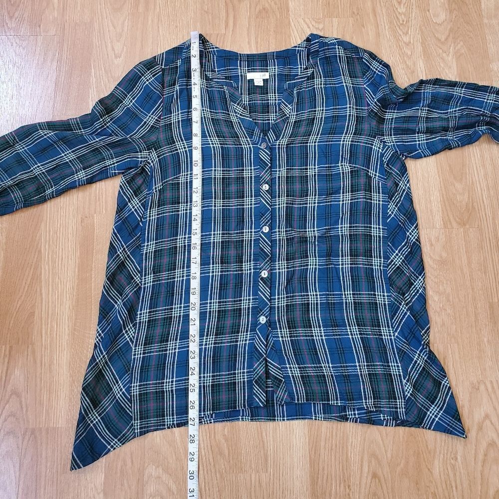 J.Jill Plaid Long Sleeve Button Down Top sz MP - Picture 6 of 10